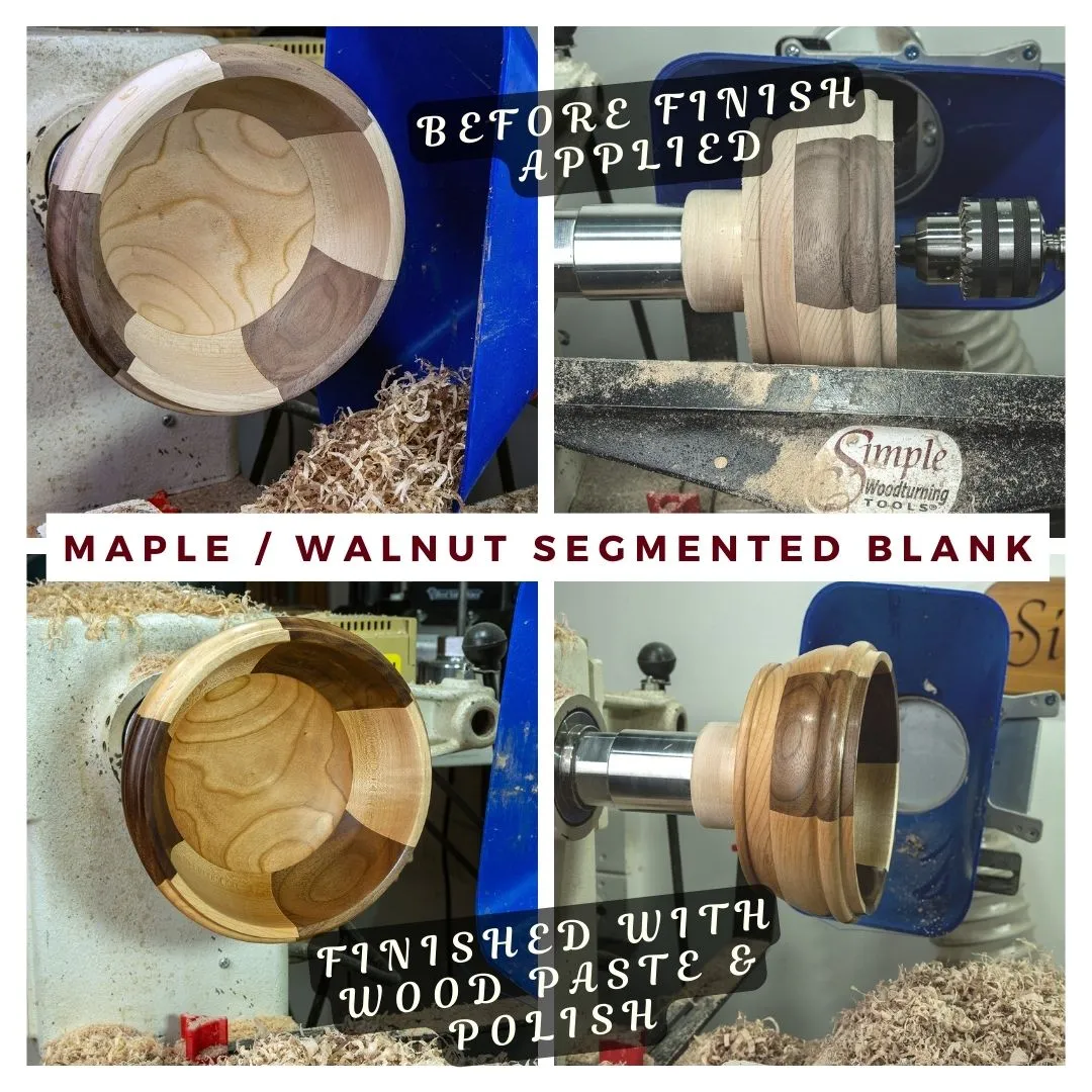 Turners Bundle - Maple/Walnut Segmented Bowl Blank plus Glue Hub with waste block and wrench