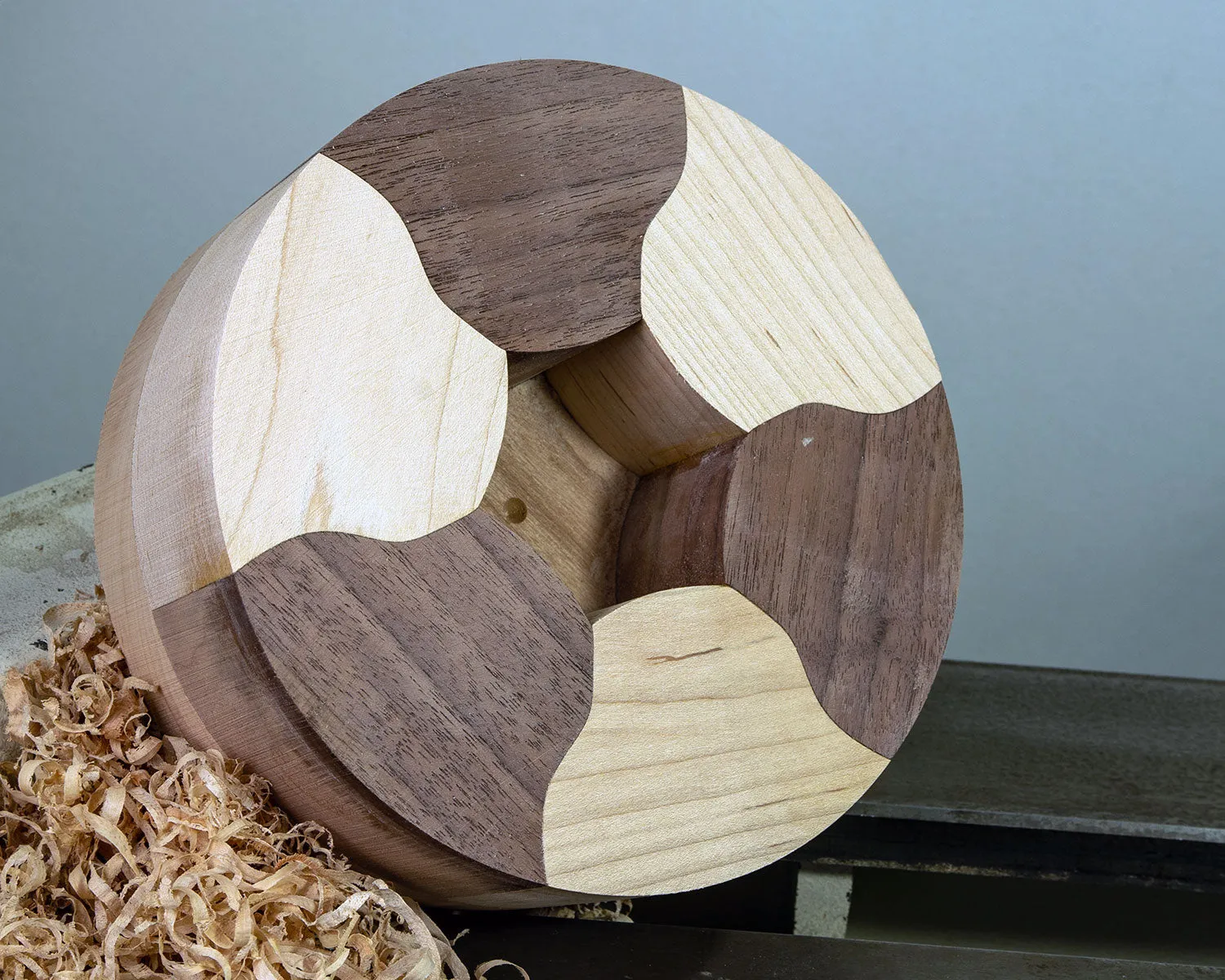 Turners Bundle - Maple/Walnut Segmented Bowl Blank plus Glue Hub with waste block and wrench