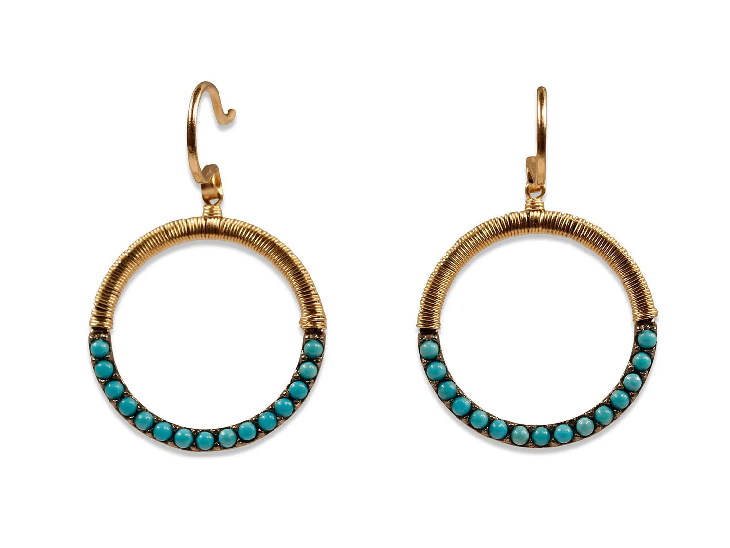 Turquoise Drop Earrings in  14K Yellow Gold