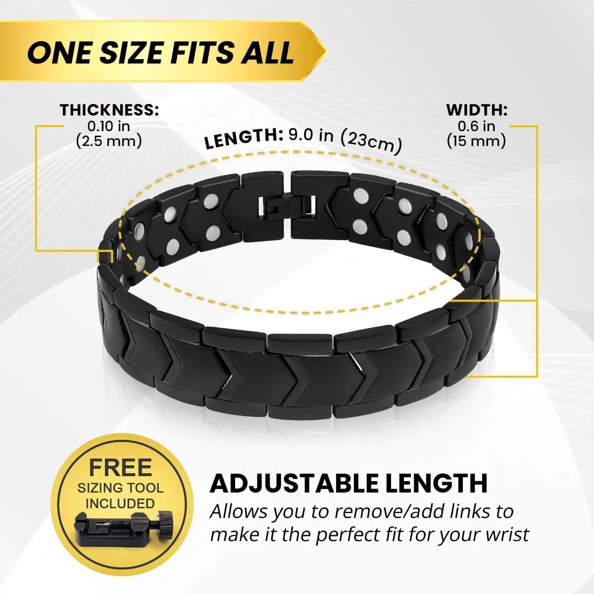 Ultra Strength Magnetic Therapy Bracelet Black Arrow Chain