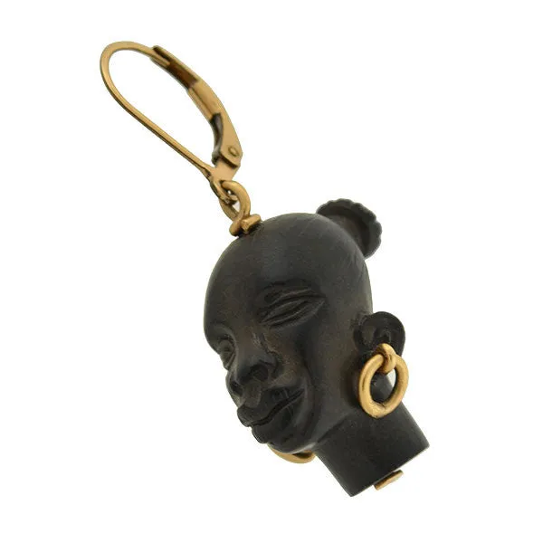 Vintage 14kt Hand Carved Blackamoor Earrings