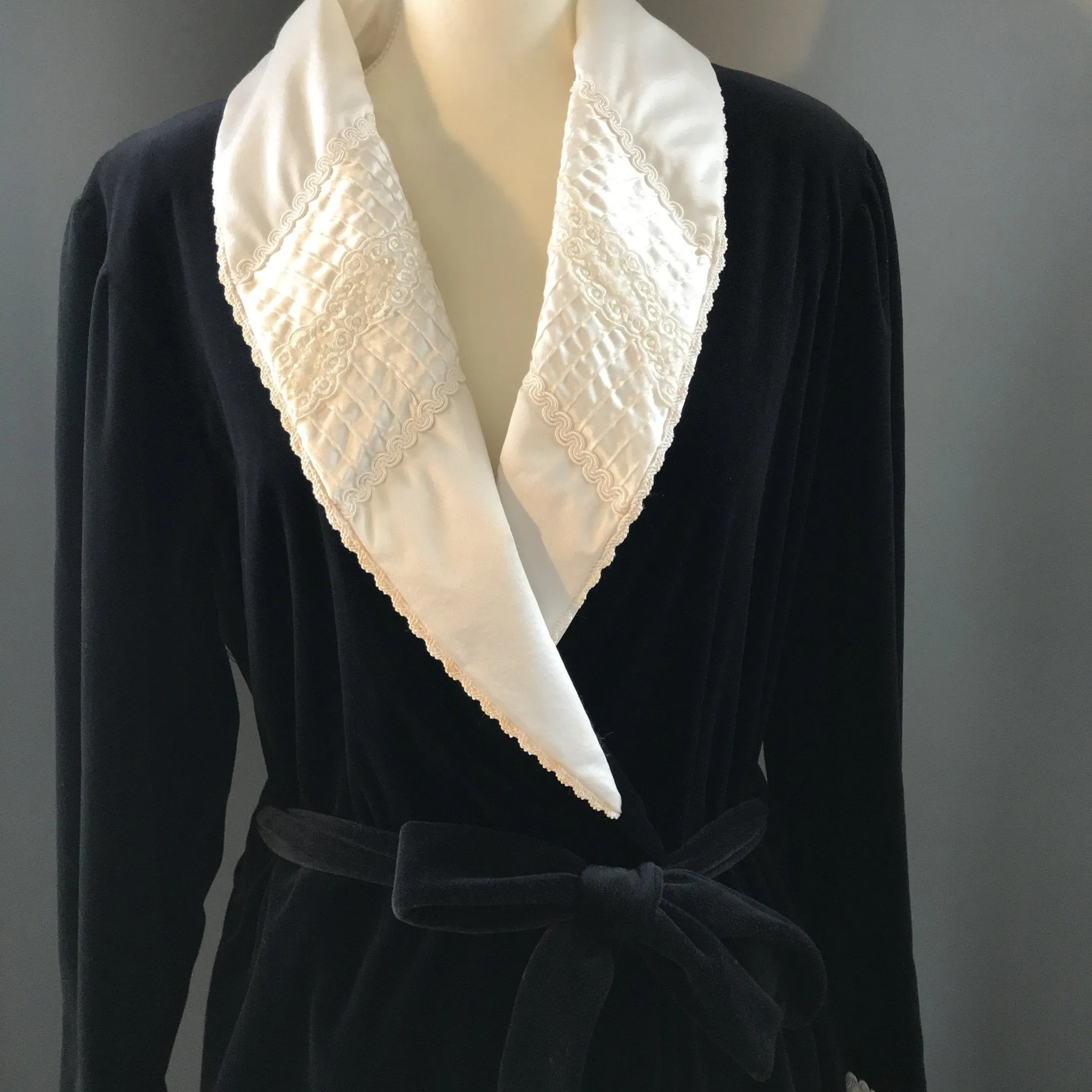 Vintage Black Velvet Coat with Cream Silk Lining by Christian Dior. Upcycled Vintage Clothing.