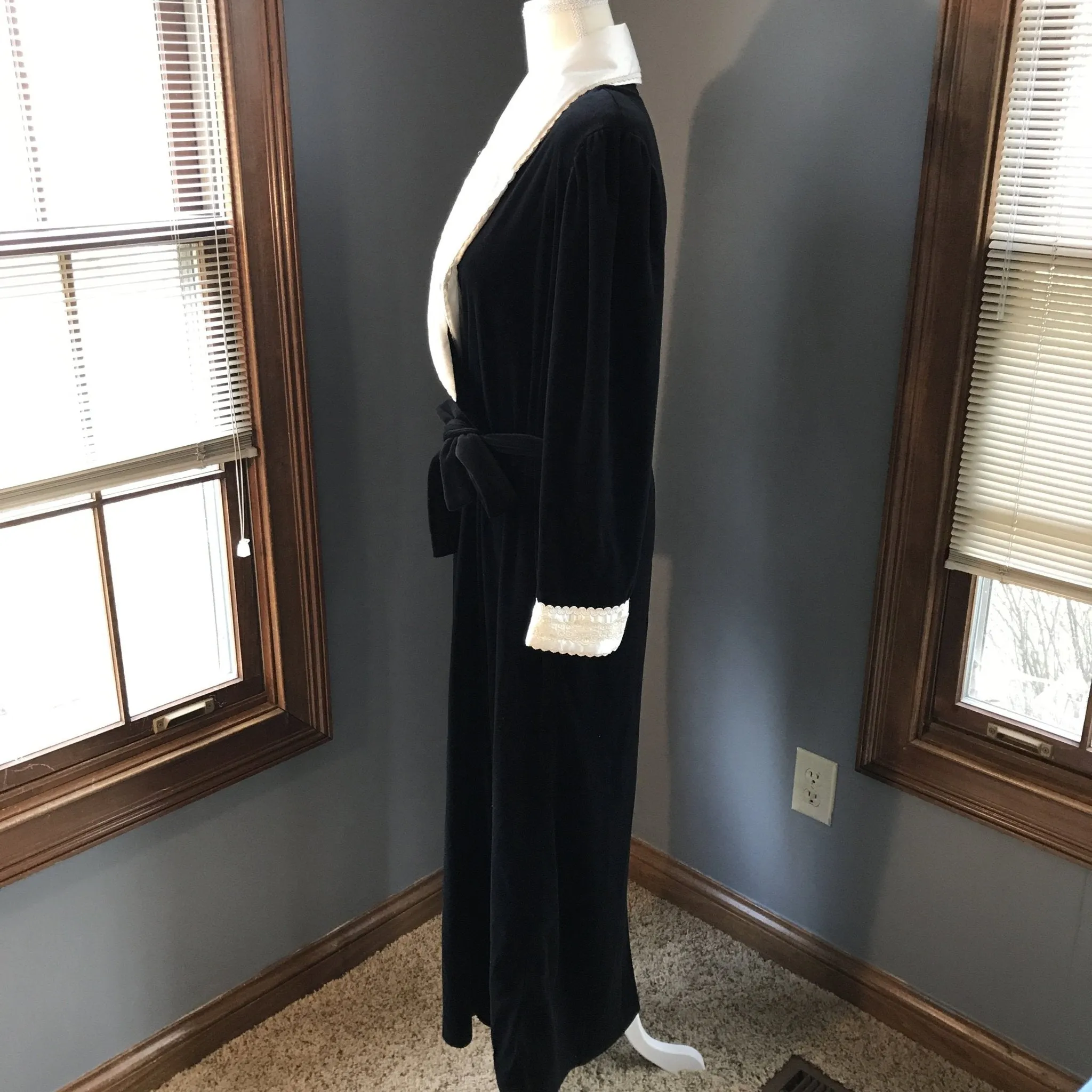 Vintage Black Velvet Coat with Cream Silk Lining by Christian Dior. Upcycled Vintage Clothing.