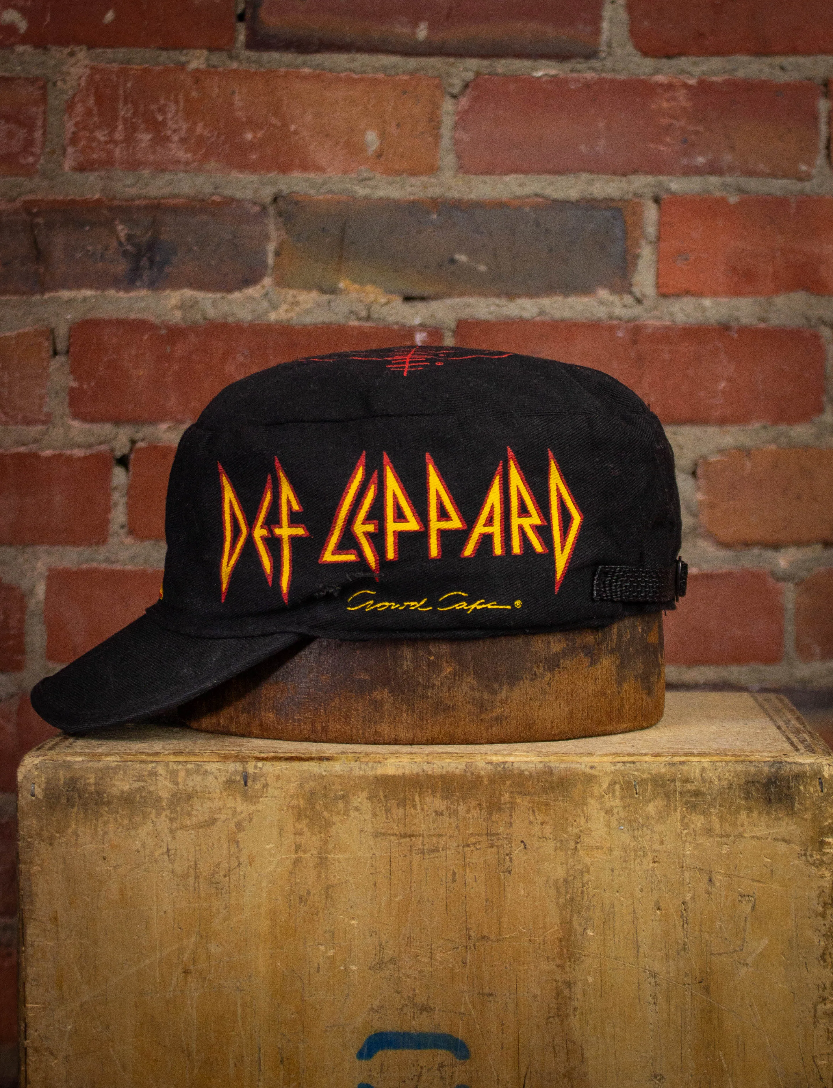 Vintage Def Leppard Painter's Hat 1984 Black Medium-Large