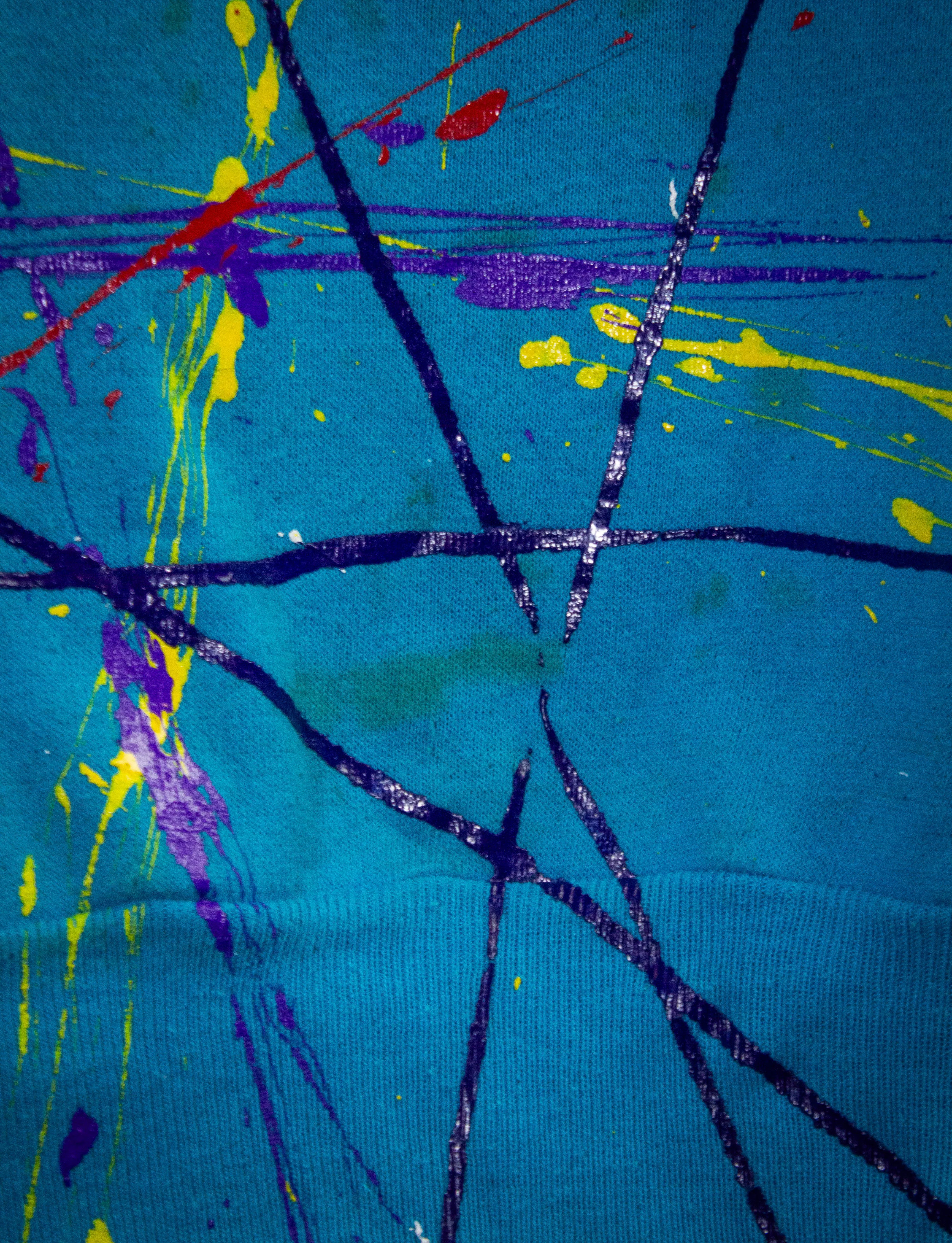 Vintage Splatter & Lines Sweatshirt 80s Blue Large