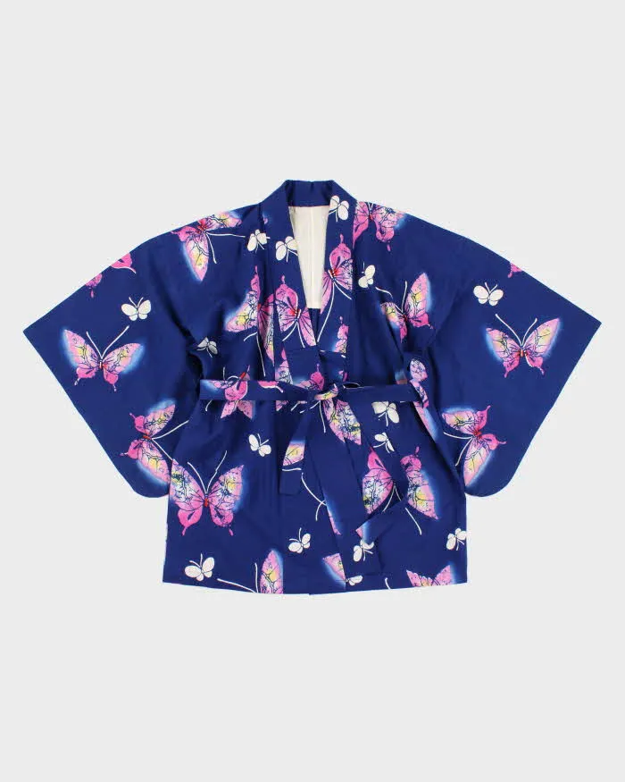 Vintage Woman's Butter Fly Print Kimono - L