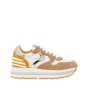 VOILE BLANCHE SNEAKERS 0012014751.06.1D71 MARAN POWER VELOUR-NYLON PIUMA-SPECCHIO TABACCO-BIANCO-ARANCIO