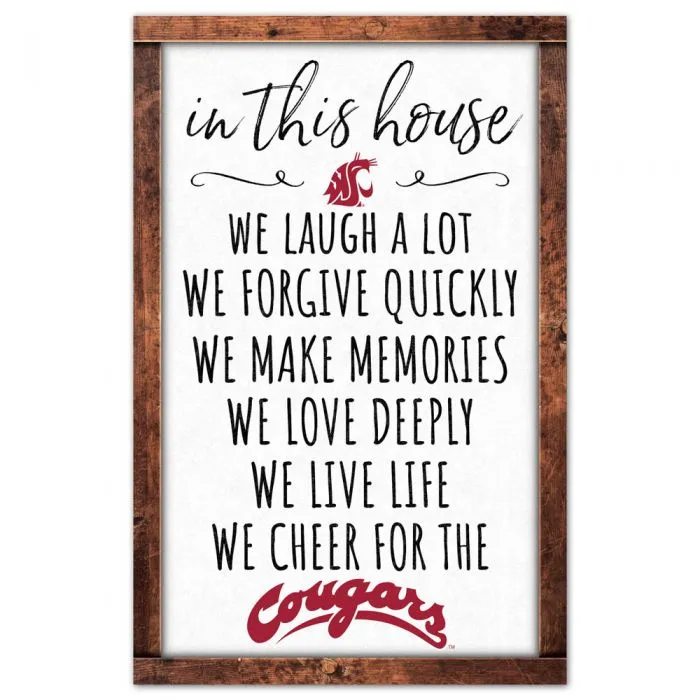 WASHINGTON STATE COUGARS WOOD SIGN 11 X 17 1/4 THICK