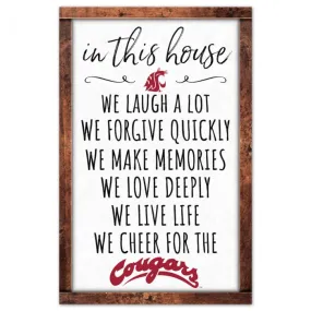 WASHINGTON STATE COUGARS WOOD SIGN 11 X 17 1/4 THICK