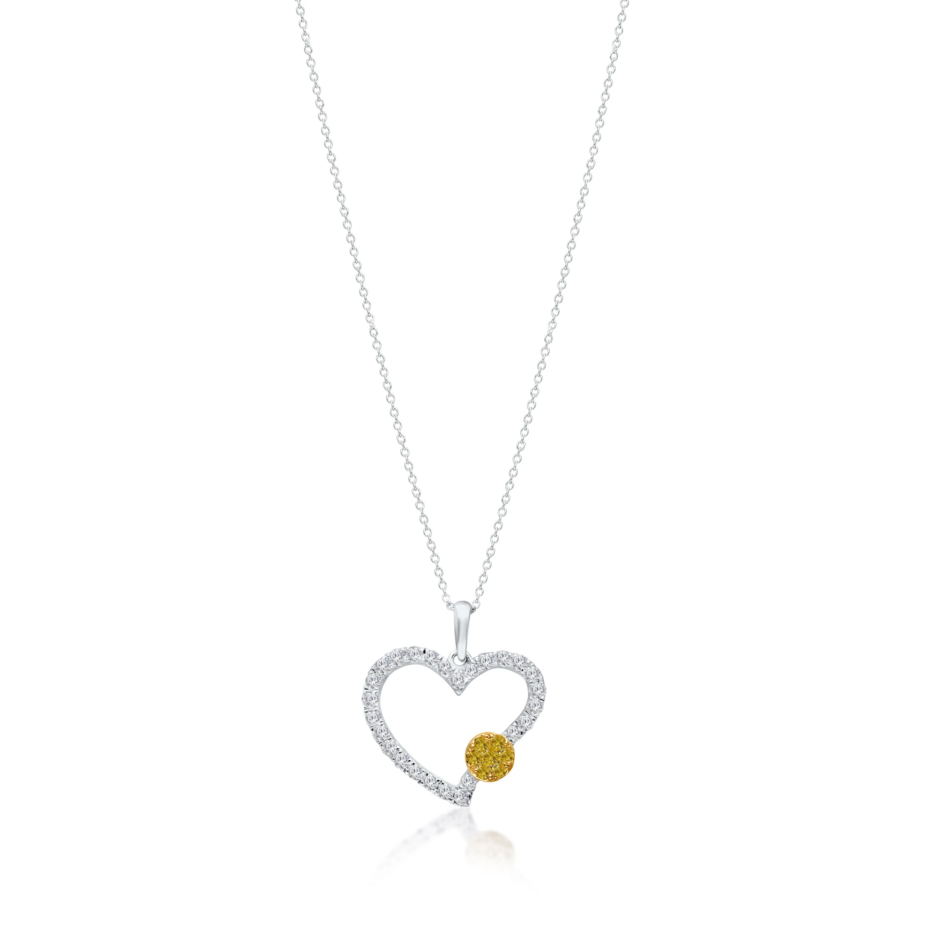 White Gold Yellow And White Diamond Eternal Heart Pendant