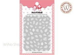 White Leaves Adhesive Nail Art Sticker - 1 pc (HAXX-076)