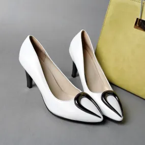 Women's Pointed Toe High Heeled Chunky Heels Pumps