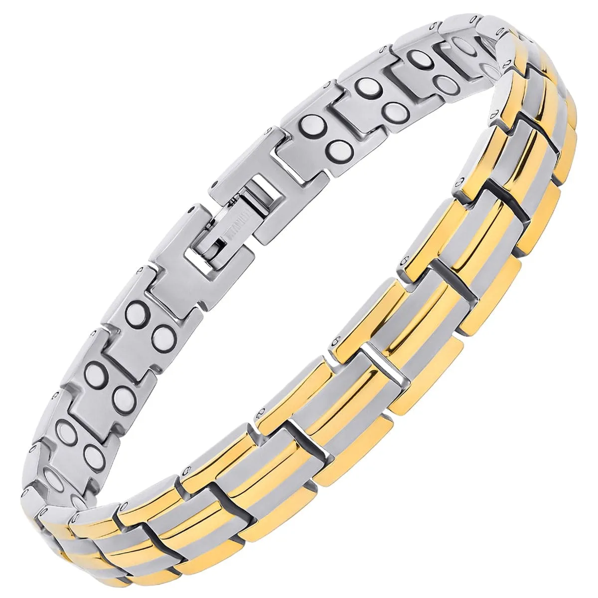 Women's Ultra Strength Silver & Gold Titanium Magnetic Bracelet