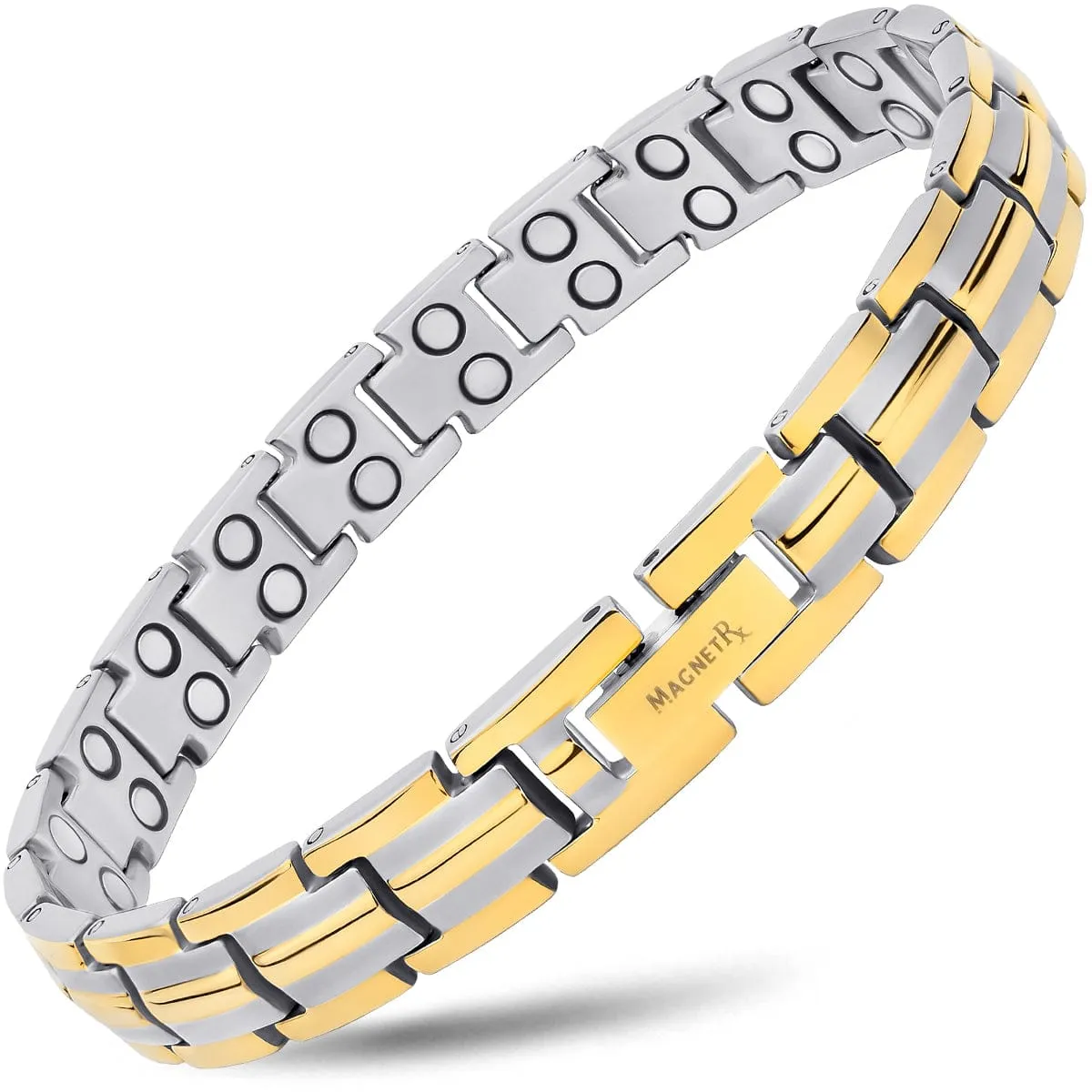 Women's Ultra Strength Silver & Gold Titanium Magnetic Bracelet