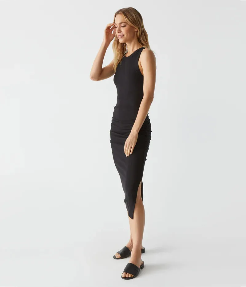 WREN RIBBED MIDI DRESS (BLACK) - MICHAEL STARS