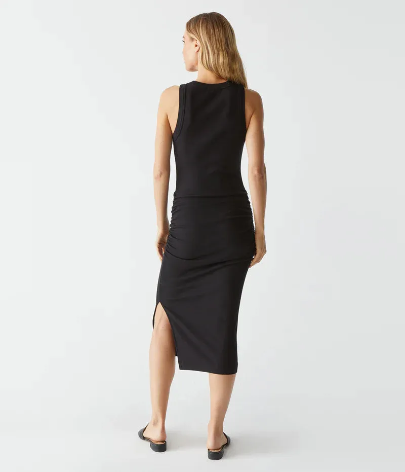 WREN RIBBED MIDI DRESS (BLACK) - MICHAEL STARS