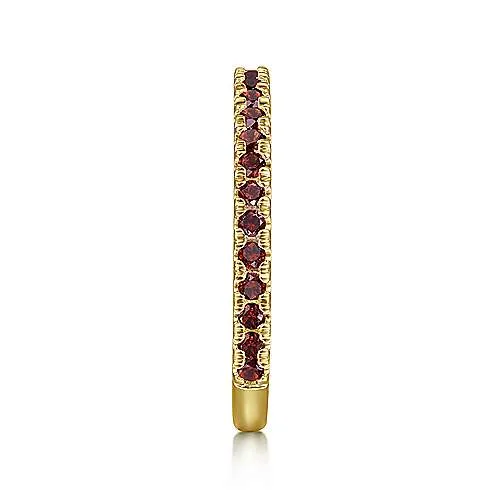 Yellow Gold Garnet Stackable Birthstone Ring