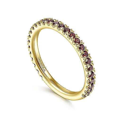 Yellow Gold Garnet Stackable Birthstone Ring