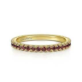 Yellow Gold Garnet Stackable Birthstone Ring