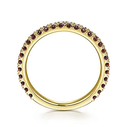 Yellow Gold Garnet Stackable Birthstone Ring