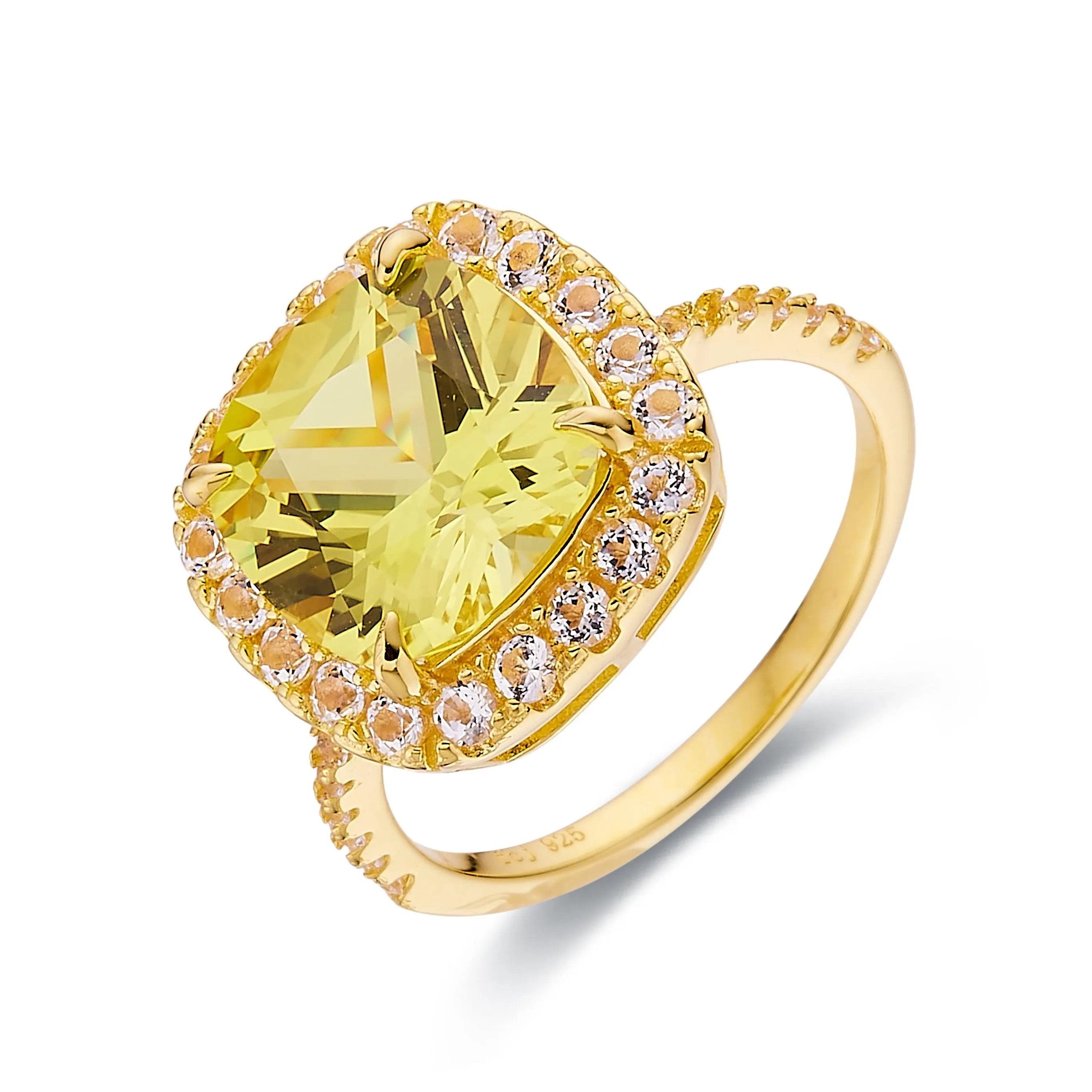 Yellow Sapphire Cushion Statement Halo Ring