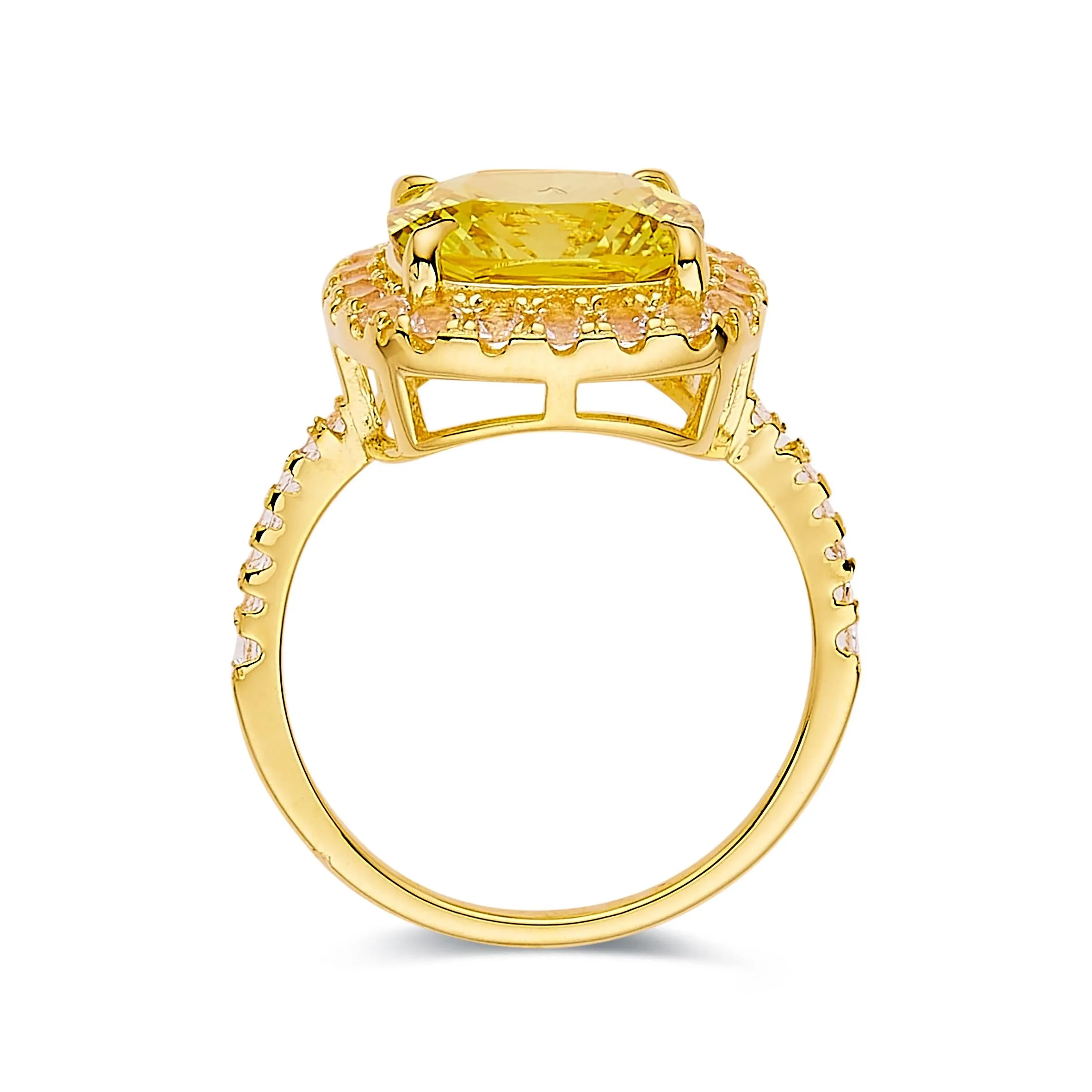 Yellow Sapphire Cushion Statement Halo Ring