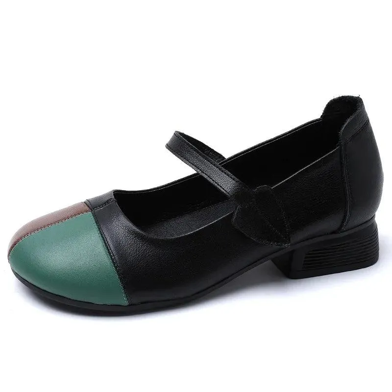 YY6198 Women's Low Heel Casual Shoes in Mixed Colors Leather